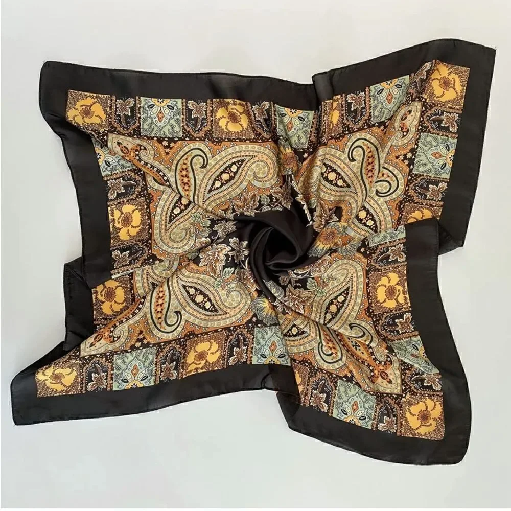 Bohemian Black Silky Scarf